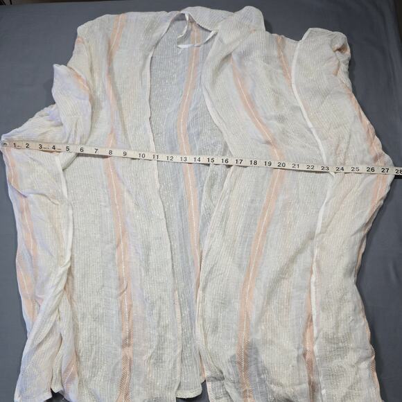 Style Collective Cardigan Cream Preppy Stripe Flowy Open Front Womens ONE SIZE - Picture 5 of 7